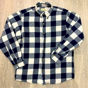 Hobbs Creek Flannel Men's M Blue White Plaid Check Button Down Shirt Long Sleeve